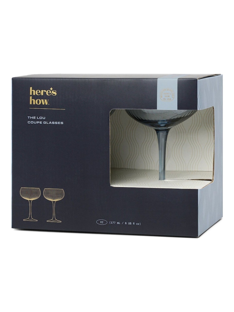 Here''s How Set of 2 Blue The Lou Coupe Glasses - Image 2 of 4