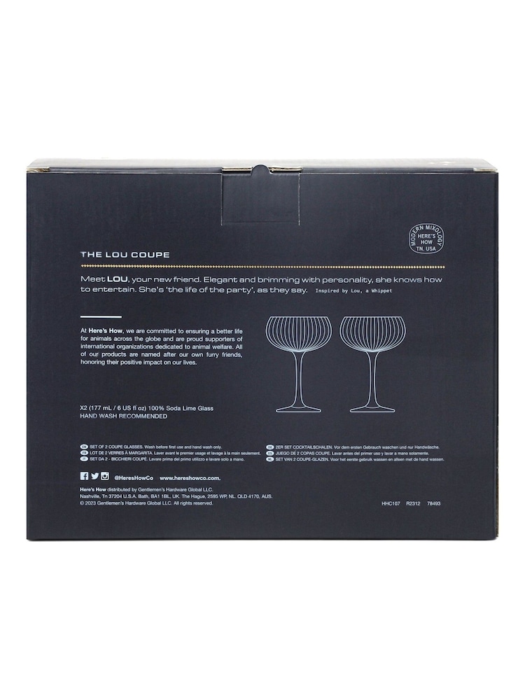 Here''s How Set of 2 Blue The Lou Coupe Glasses - Image 4 of 4