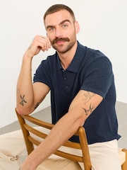 FatFace Portloe Navy Knitted Polo Shirt - Image 4 of 6