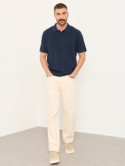FatFace Portloe Navy Knitted Polo Shirt - Image 5 of 6