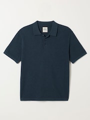 FatFace Portloe Navy Knitted Polo Shirt - Image 6 of 6