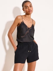 Lipsy Black Touch of Linen Shorts - Image 1 of 4