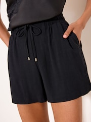 Lipsy Black Touch of Linen Shorts - Image 2 of 4