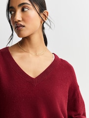 American Vintage Red Raxow V-Neck Jumper - Image 3 of 7