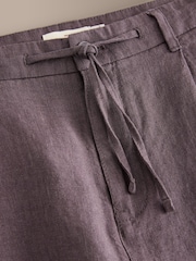 Mauve - Zožane hlače običajnega kroja - Signature 100% lanene nabrane chino hlače - Slika 10 iz 11
