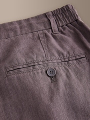 Mauve - Zožane hlače običajnega kroja - Signature 100% lanene nabrane chino hlače - Slika 9 iz 11