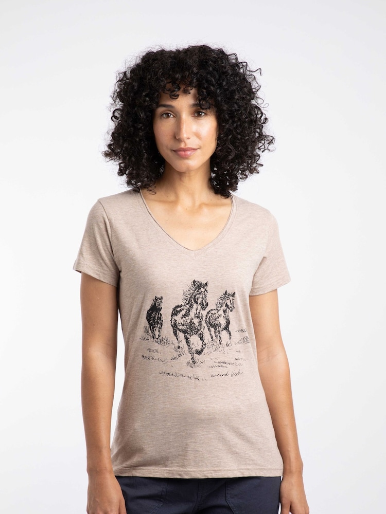 Weird Fish Cream Wild Ponies Front Print Graphic T-Shirt - Image 1 of 6 Weird Fish Cream Wild Ponies Front Print Graphic T-Shirt - Image 1 of 6