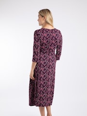 Weird Fish Purple Felicity Printed Jersey Midi Dress - Image 2 of 5