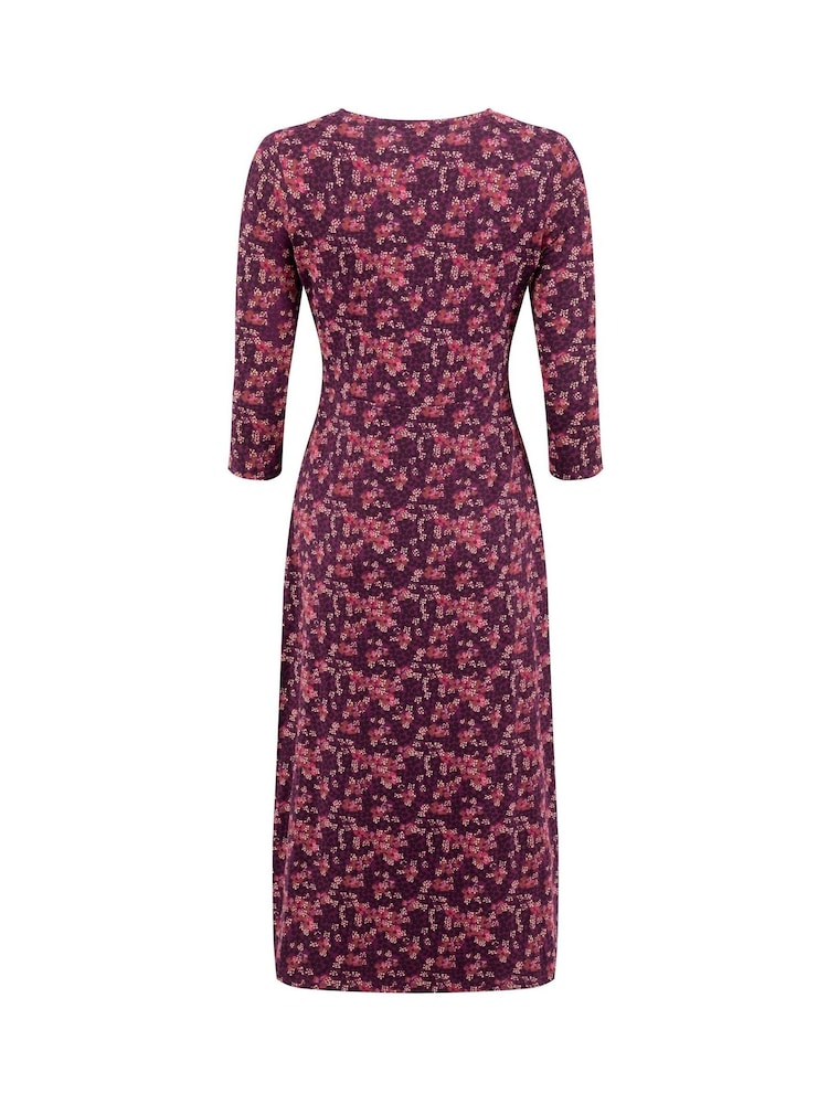 Weird Fish Purple Felicity Printed Jersey Midi Dress - Image 5 of 5 Weird Fish Purple Felicity Printed Jersey Midi Dress - Image 5 of 5