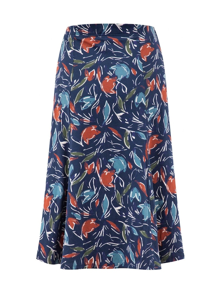 Azul marinho - Weird Fish Lorient Printed Jersey Midi Skirt - Imagem 6 de 6
