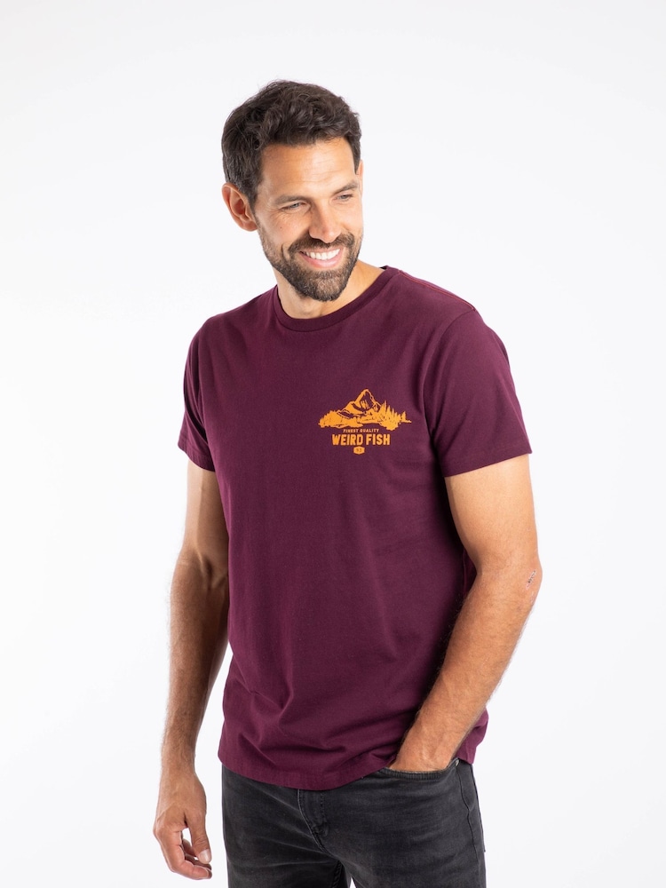 Weird Fish Purple Mountain Valley Back Print Graphic T-Shirt - Image 1 of 6 Weird Fish Purple Mountain Valley Back Print Graphic T-Shirt - Image 1 of 6
