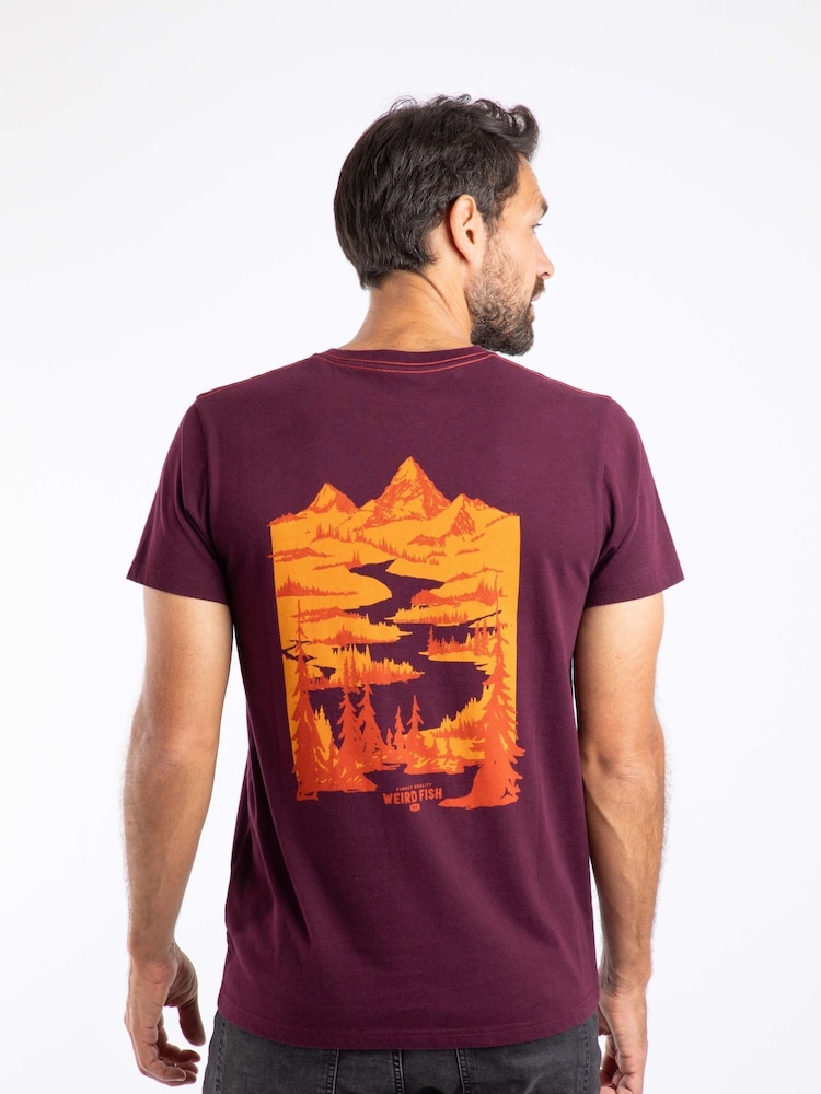 Weird Fish Purple Mountain Valley Back Print Graphic T-Shirt - Image 2 of 6 Weird Fish Purple Mountain Valley Back Print Graphic T-Shirt - Image 2 of 6