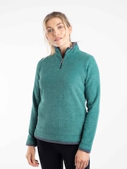 Weird Fish Green Beye 1/4 Zip Grid Fleece - Image 1 of 7