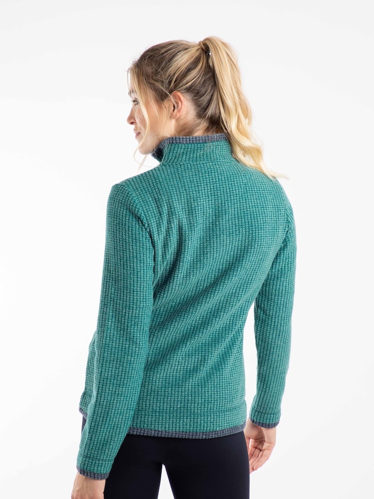 Weird Fish Green Beye 1/4 Zip Grid Fleece - Image 2 of 7 Weird Fish Green Beye 1/4 Zip Grid Fleece - Image 2 of 7