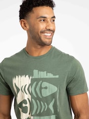 Weird Fish Green Double Fish Front Print Graphic T-Shirt - Image 4 of 6