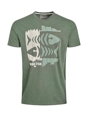 Weird Fish Green Double Fish Front Print Graphic T-Shirt - Image 5 of 6
