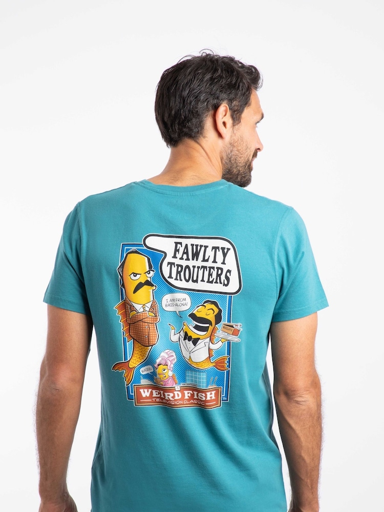Weird Fish Blue Fawlty Trouters Back Print Artist T-Shirt - Image 2 of 6 Weird Fish Blue Fawlty Trouters Back Print Artist T-Shirt - Image 2 of 6