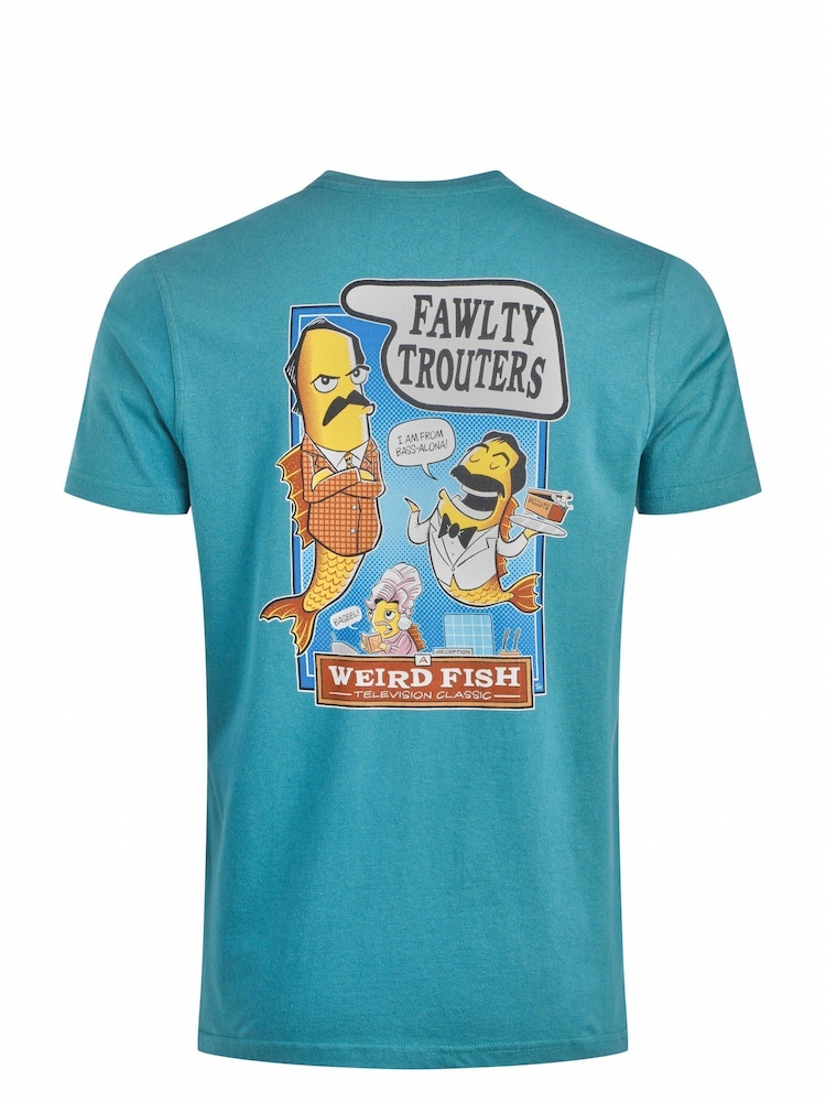 Weird Fish Blue Fawlty Trouters Back Print Artist T-Shirt - Image 6 of 6 Weird Fish Blue Fawlty Trouters Back Print Artist T-Shirt - Image 6 of 6