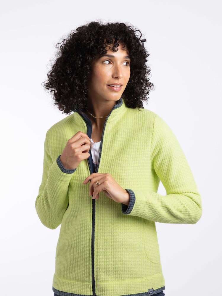 Weird Fish Lime Green Ariana Full Zip Grid Fleece - Image 1 of 7 Weird Fish Lime Green Ariana Full Zip Grid Fleece - Image 1 of 7