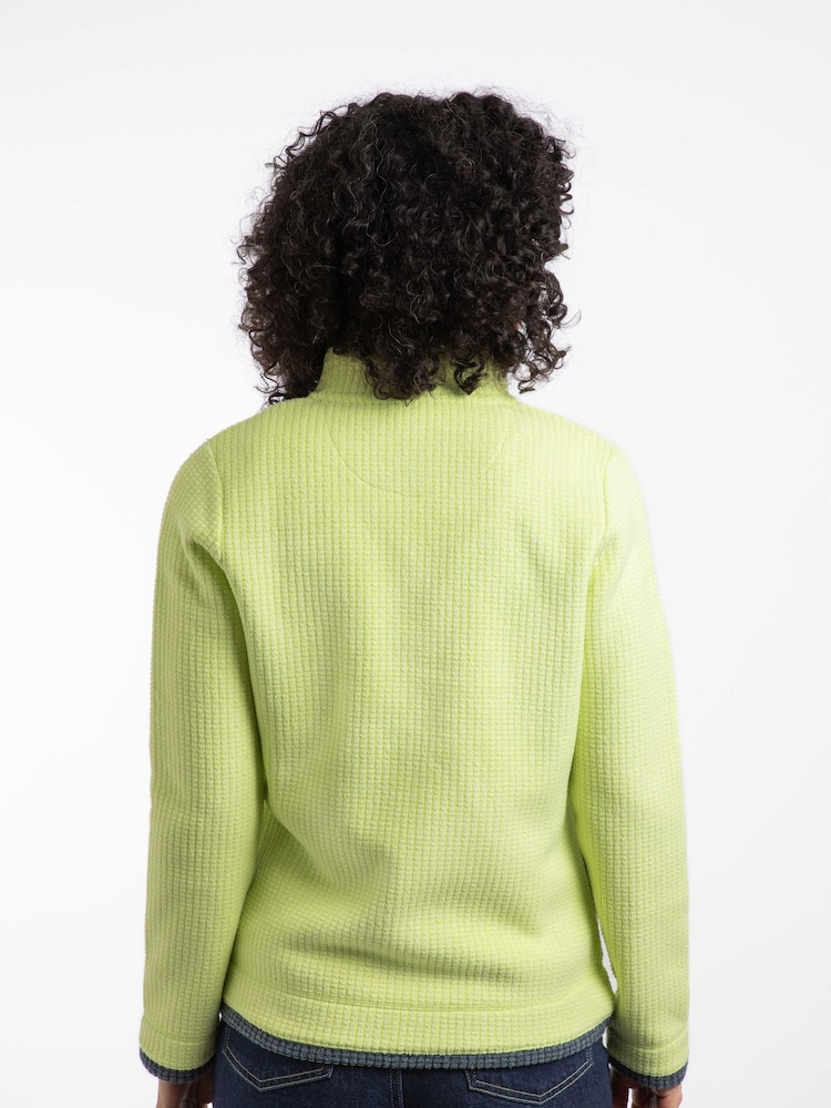 Weird Fish Lime Green Ariana Full Zip Grid Fleece - Image 2 of 7 Weird Fish Lime Green Ariana Full Zip Grid Fleece - Image 2 of 7