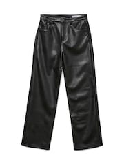 VERO MODA Black Wide Leg Faux Leather Jeans - Image 5 of 6