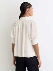 Reiss Ivory Lerina Tie-Neck Short-Sleeve Blouse - Image 5 of 6