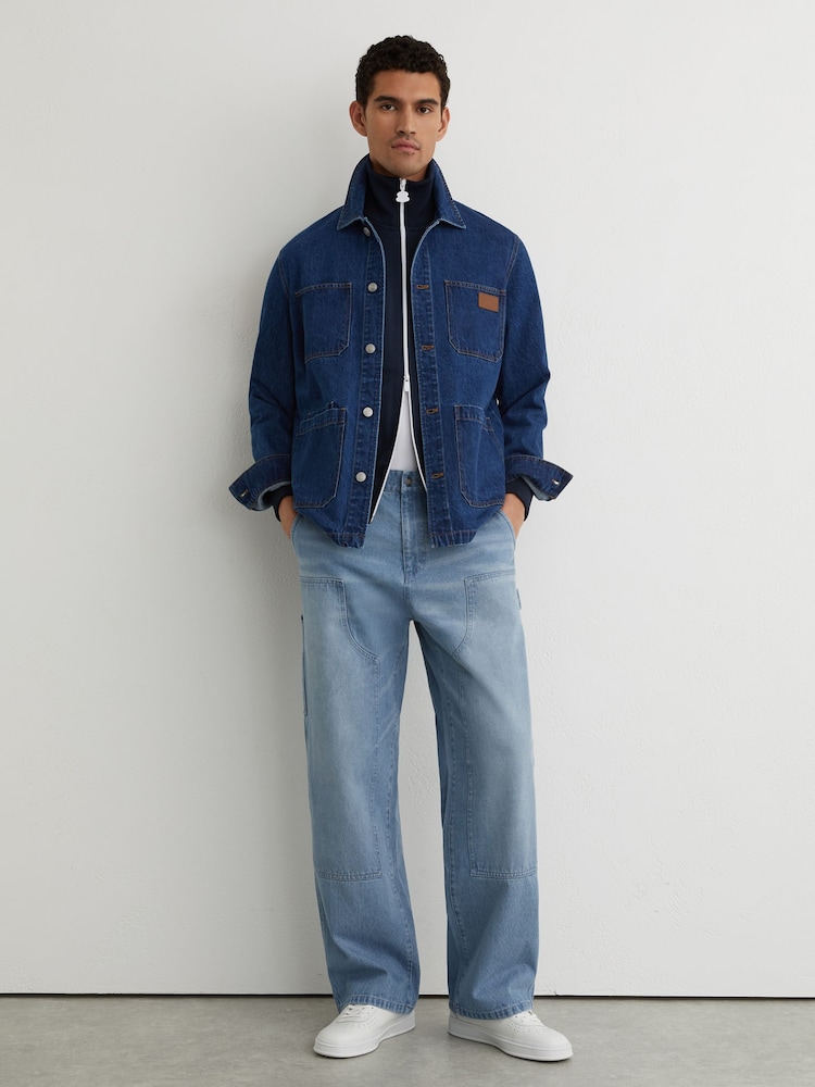 جينز طراز نجّار بقصّة مريحة بشعار مونوغرام Bassett من Reiss - صورة 1 من 8