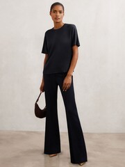 Reiss Navy Lena Silk Short-Sleeve Top - Image 4 of 6