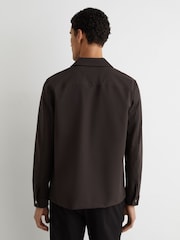 Reiss Chocolate Brown Ascend Technical Zip-Through Overshirt - Image 6 of 7