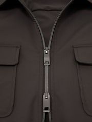 Reiss Chocolate Brown Ascend Technical Zip-Through Overshirt - Image 7 of 7