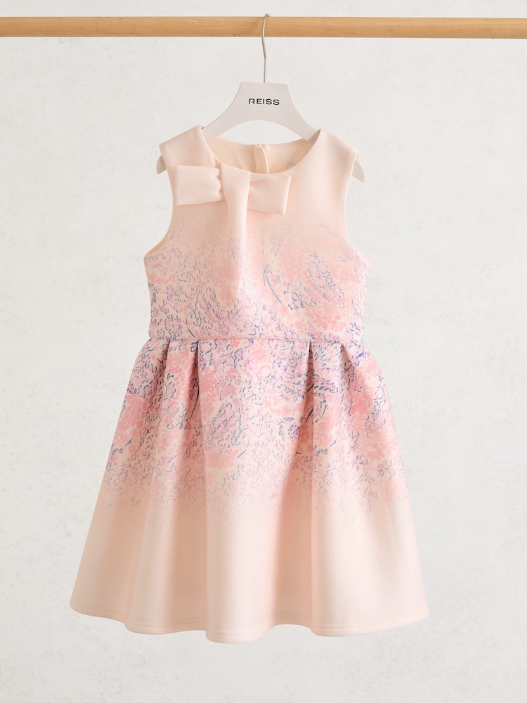 Reiss Pink Print Gina 9-13 yrs Floral-Print Sleeveless Scuba Dress - Image 2 of 4