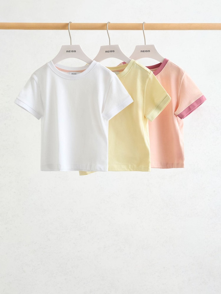 Reiss Multi Belle 3 Pack Cotton Crew-Neck T-Shirts - Image 2 of 3 Reiss Multi Belle 3 Pack Cotton Crew-Neck T-Shirts - Image 2 of 3