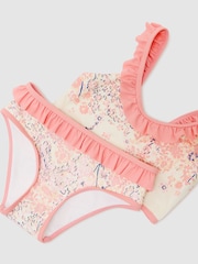 Reiss Pink Print Zaria 13-14 yrs Printed Ruffle Bikini Set - Image 1 of 3