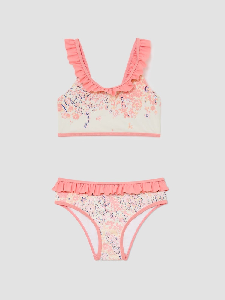 Reiss Pink Print Zaria 13-14 yrs Printed Ruffle Bikini Set - Image 3 of 3