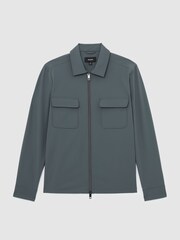 Reiss Airforce Blue Ascend Technical Zip-Through Overshirt - Image 2 of 6