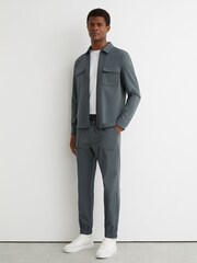 Reiss Airforce Blue Ascend Technical Zip-Through Overshirt - Image 3 of 6
