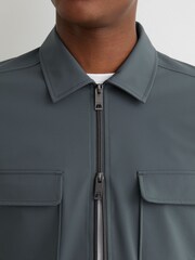 Reiss Airforce Blue Ascend Technical Zip-Through Overshirt - Image 4 of 6