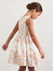 Reiss Pink Print Myra Floral-Print Sleeveless Scuba Dress - Image 4 of 5