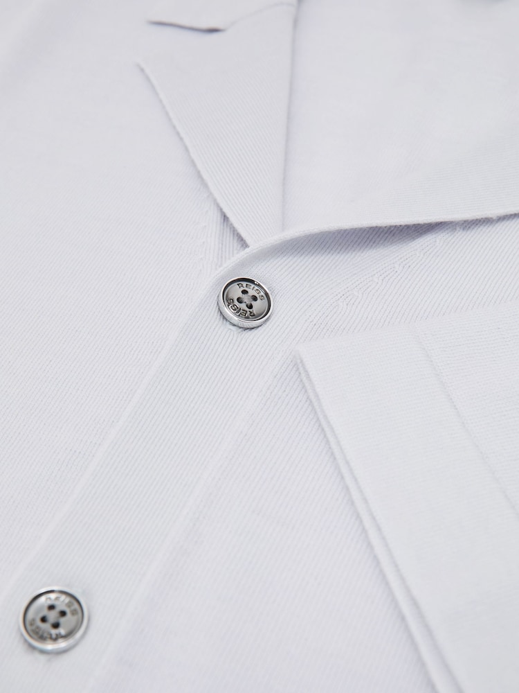 Albastru înghețat - Reiss Grafton Merino Wool Cuban-Collar Shirt - Imaginea 6 din 6