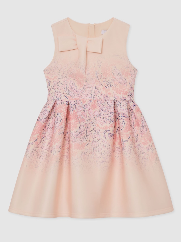 Reiss Pink Print Gina 13-14 yrs Floral-Print Sleeveless Scuba Dress - Image 1 of 4