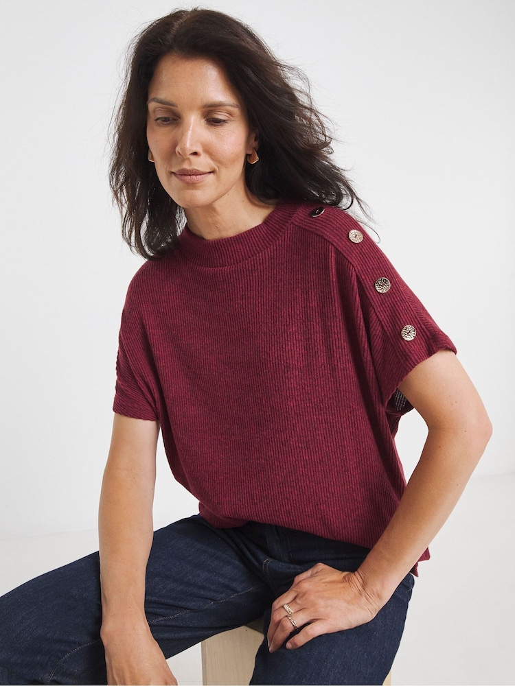 JD Williams Red Soft Touch Boxy Roll Neck Top - Image 1 of 4