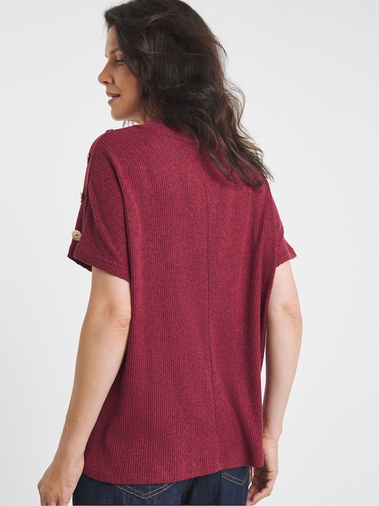 JD Williams Red Soft Touch Boxy Roll Neck Top - Image 2 of 4