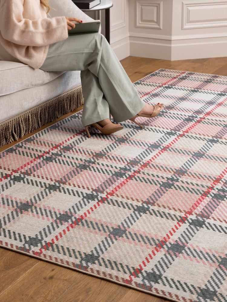 Hug Rug Pink Isla Plaid Rug - Image 2 of 4 Hug Rug Pink Isla Plaid Rug - Image 2 of 4