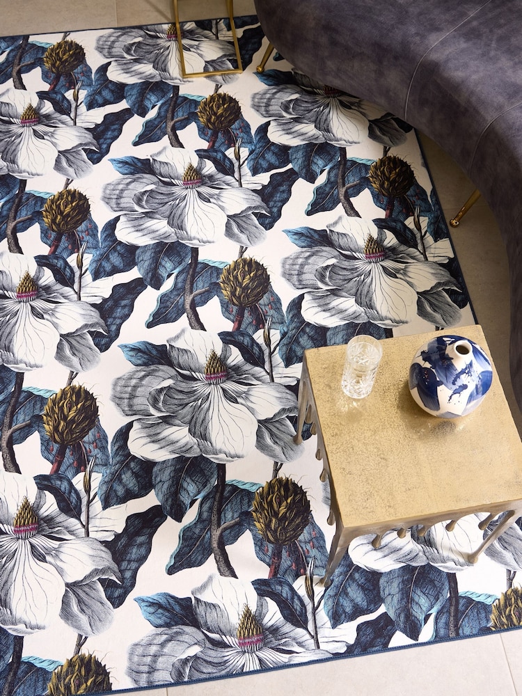 Hug Rug Navy Magnolia Garden Rug - Image 2 of 5