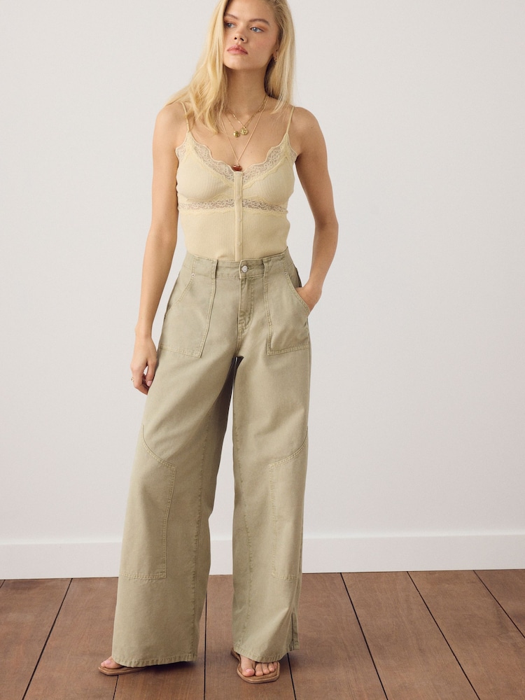 Khaki Green Lightweight Denim Utility Jeans - Image 1 of 5