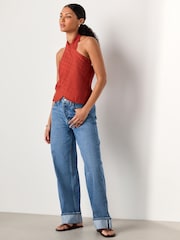 Mid Blue N. Premium Boyfriend Turn Up Selvedge Jeans - Image 1 of 9