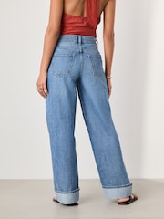 Mid Blue N. Premium Boyfriend Turn Up Selvedge Jeans - Image 4 of 9