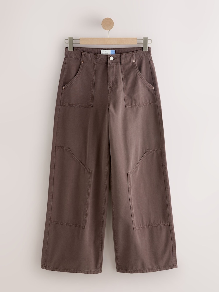 Chocolate Brown Lightweight Denim Utility Jeans - Image 1 of 4 Chocolate Brown Lightweight Denim Utility Jeans - Image 1 of 4