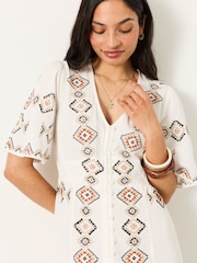 FatFace Solene Ivory Embroidered Midi Dress - Image 3 of 7