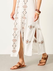 FatFace Solene Ivory Embroidered Midi Dress - Image 4 of 7